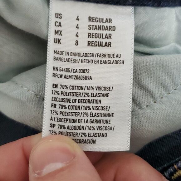 AMERICAN Eagle Dark Wash 29x24 Super Stretch Size 4 Artist Crop Jeans - Picture 8 of 8